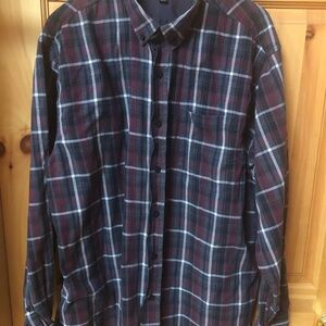 Haggar Men's Plaid Button-Up Shirt - Red, black, grey & white